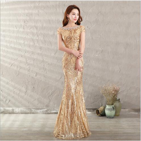 Sequin Body Show Host Comic Dinner Dress Women Girl Sister Long Autumn Wedding Party Dinner Maxi Dress Shopee Malaysia