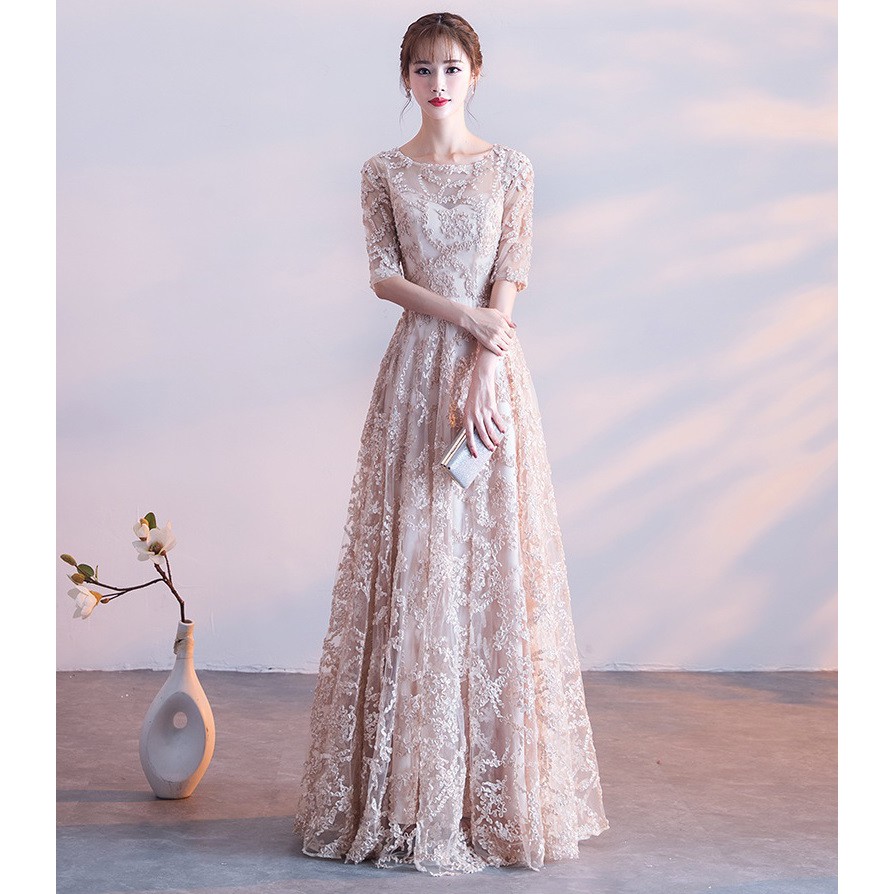 3xl Elegant Women Long Dinner Jubah Dress Wedding Party Evening Banquet Dresses Shopee Malaysia