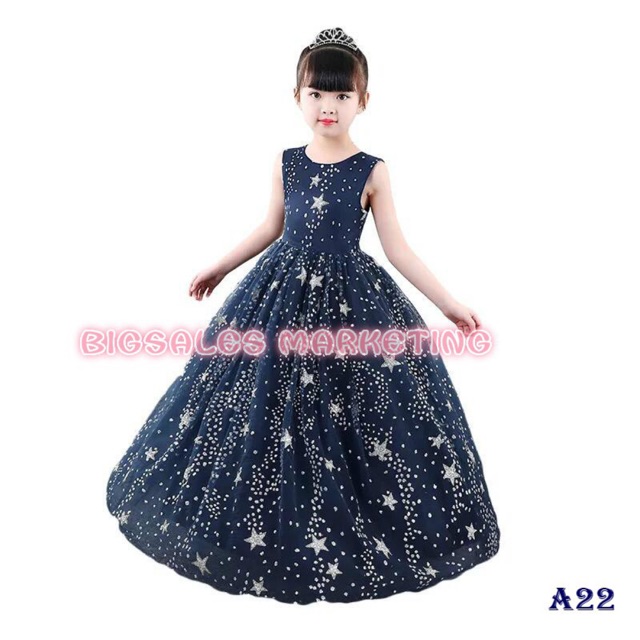 Kid Dinner Dress Flower Girls Wedding Birthday Party Princess Maxi Lace Gown Shopee Malaysia