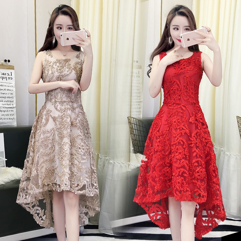 Women Elegant Midi Dress Party Evening Wedding Dinner Dress Shopee Malaysia