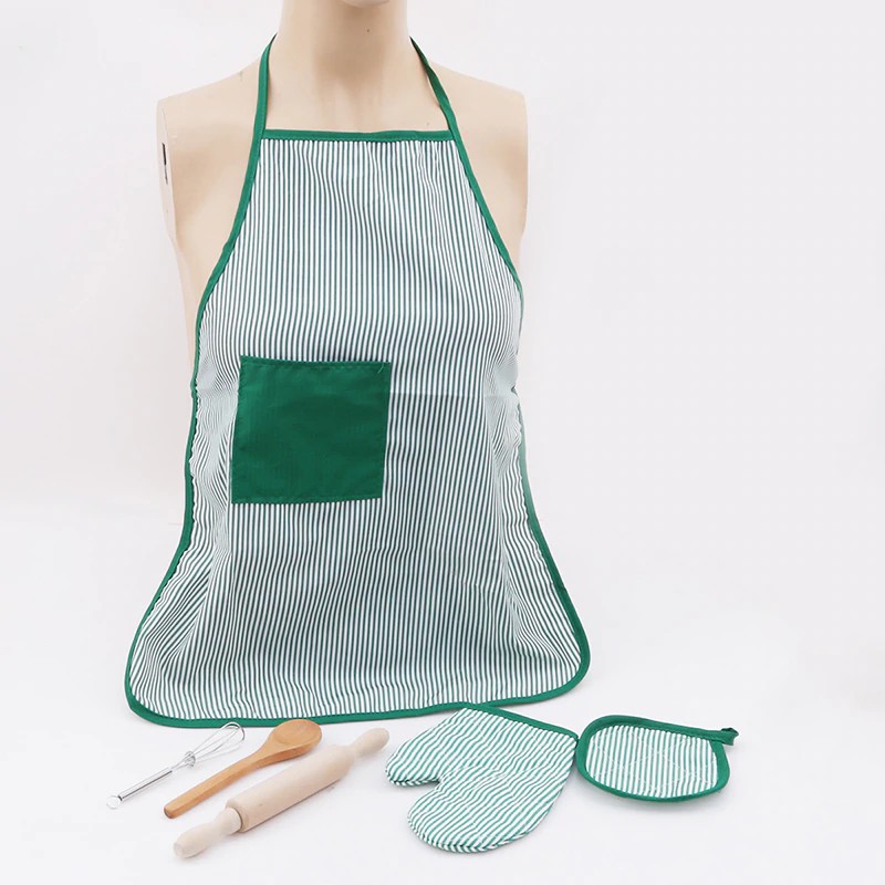 Kids Chef Set Diy Cooking Baking Suit Toys Set Pretend Play Gloves Apron Clothes Toys Hobbies Wooden Handcrafted Pretend Play Toys
