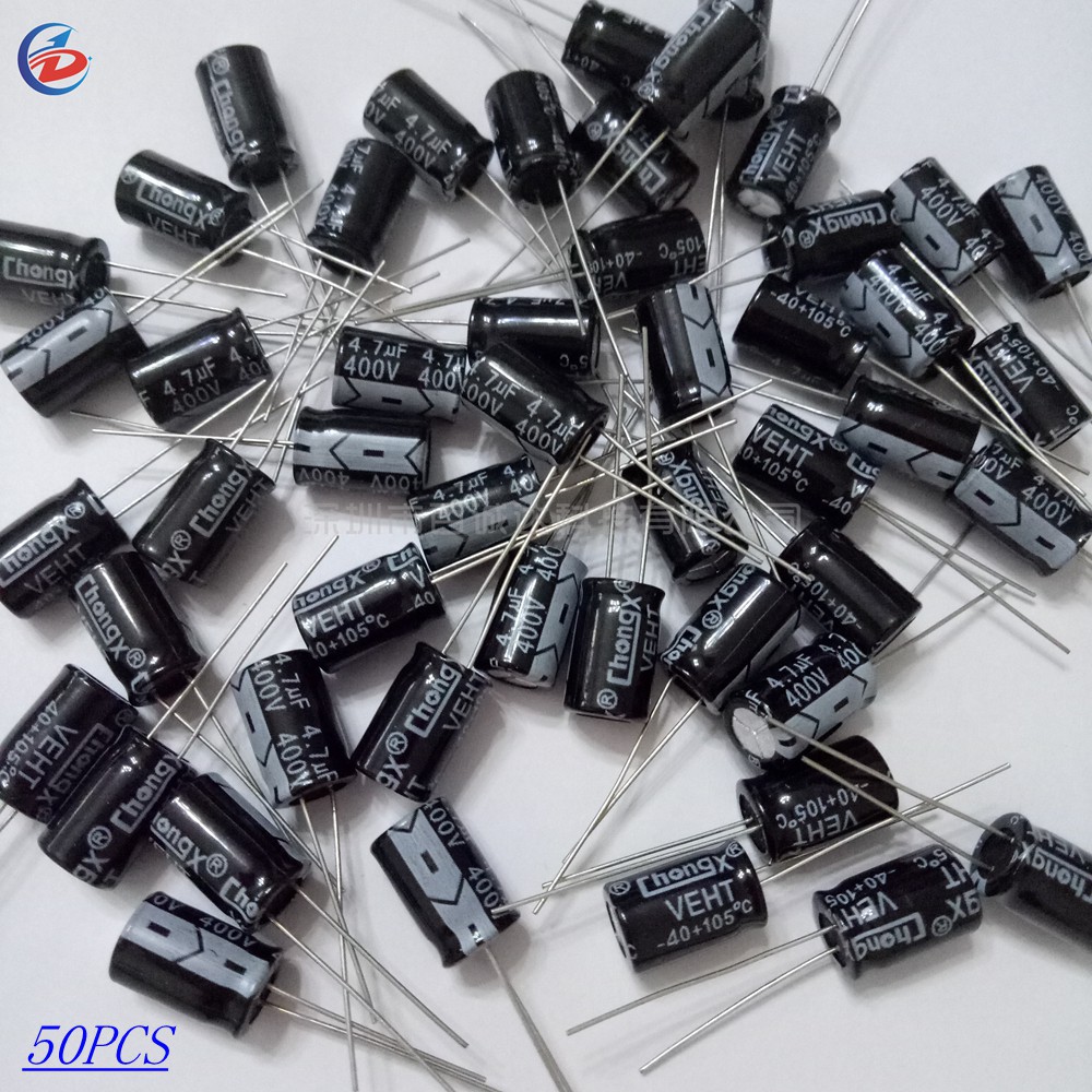 50pcs Set 400v 4 7uf 4 7uf400v 8 12 Electrolytic Capacitor 400v 4 7uf Aluminum Electrolytic Capacitors