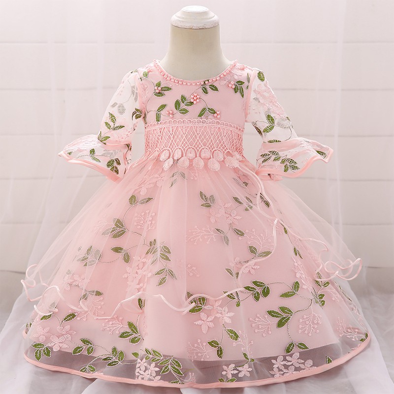 2020 Half Sleeve Baby Girl Dress Birthday Party Lace Princess Dress For Wedding Shopee Malaysia