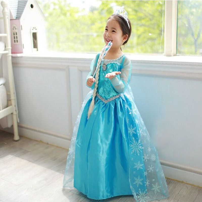 Kids Girls Frozen 2 Elsa Queen Dress Baby Girls Elsa Princess Snowflake Printed Mesh Dress Children Cosplay Costume Shopee Malaysia