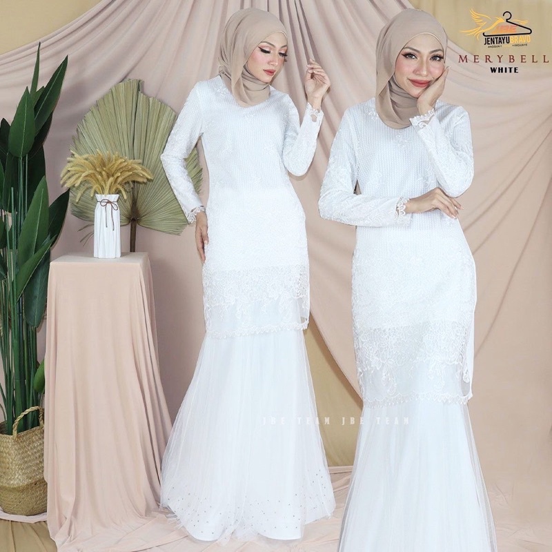 Material baju akad nikah ni, kita guna moss crepe with exclusive lace. Merybel Kurung Moden Lace Baju Pengantin Kahwin Nikah Tunang Raya Putih White Nude Maroon Blue Grey Pink Blue Shopee Malaysia