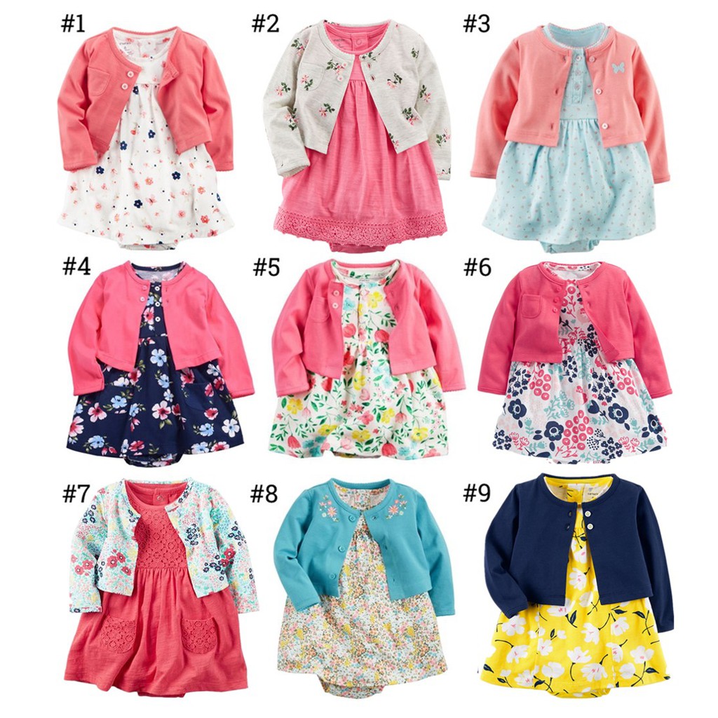 Vlinder Ready Stock Flower Series 100 Cotton Kids Dress Cardigan Romper Dress 2pcs Set Baby Girl Clothing Set Shopee Malaysia