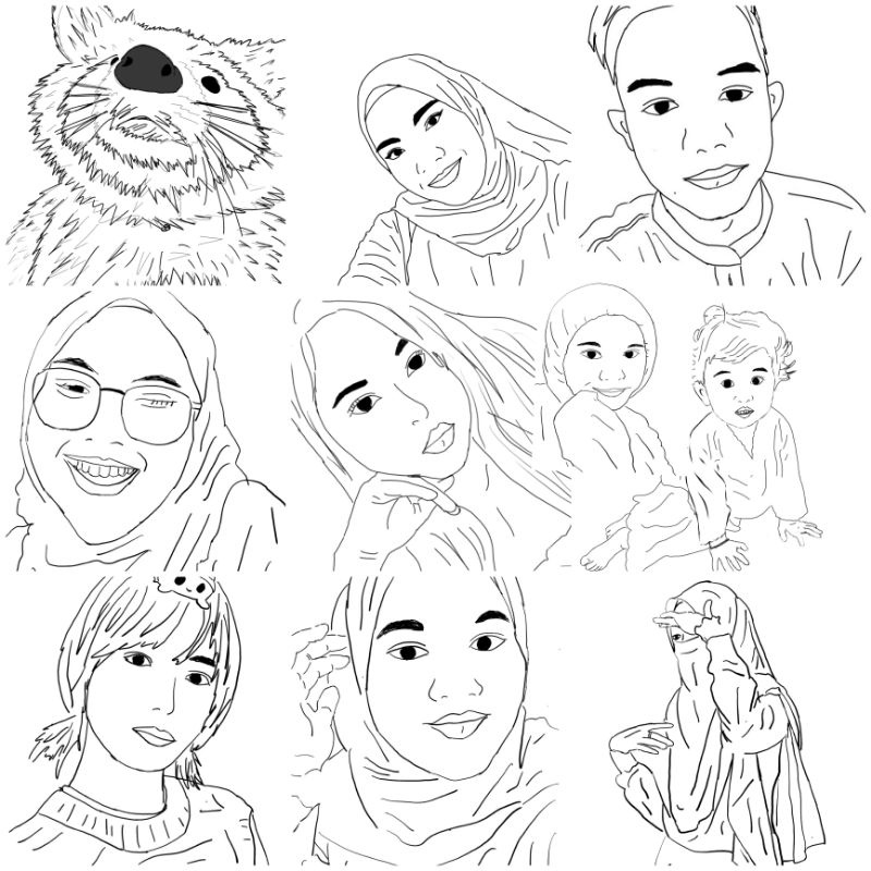 Anime muslim · si ninja & si comel · more like this. Lukisan Potret Hitam Putih Termurah Portrait Drawing 1 Orang Shopee Malaysia