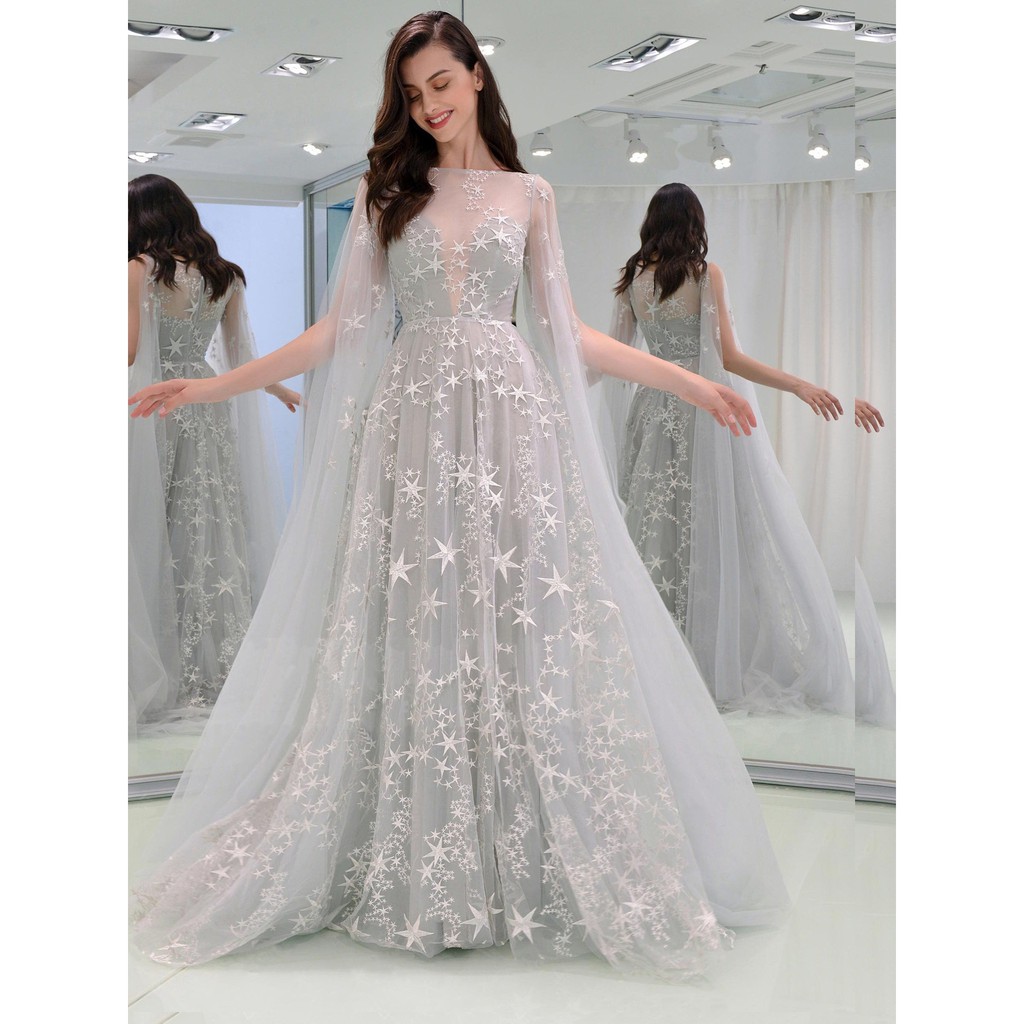 Women Elegant Lace Star Dress Ladies Wedding Dinner Evening Gown Bridesmaid Dresses Shopee Malaysia
