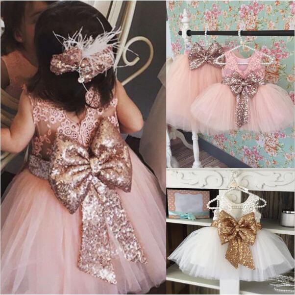 Ready Stock New Flower Bow Girl Dress Baby Pageant Gown Dresses Daughter Birthday Gift Shopee Malaysia