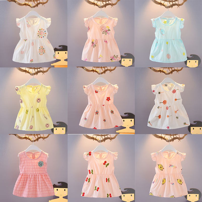 Baby0 1 2 Year Old Girls Summer Dress Baby Skirt Cotton 5 Months Vest Shopee Malaysia