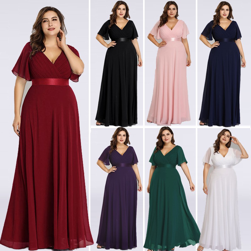 Women Plus Size Long Formal Evening Wedding Gown Dinner Party Maxi Dress 9890 Shopee Malaysia