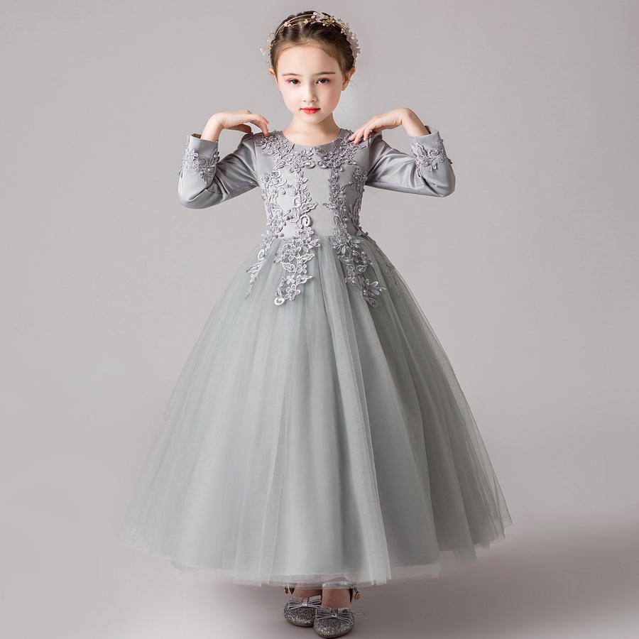 Kids Long Sleeve Princess Dress Costume Girls Ankle Length Birthday Dresses Flower Girls Maxi Dress For Party And Wedding Shopee Malaysia