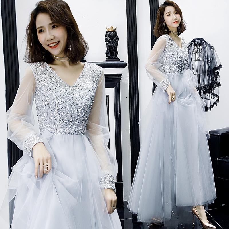 Banquet Evening Dress Female 2019 New Birthday Party Noble Elegant Fairy Dream Long Simple And Graceful Evening Dress Shopee Malaysia