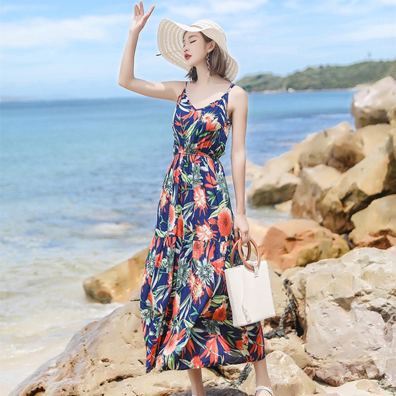 Bohemia Boho Women Long Dresses Beach Holiday Summer Women Clothing Dress Shopee Malaysia
