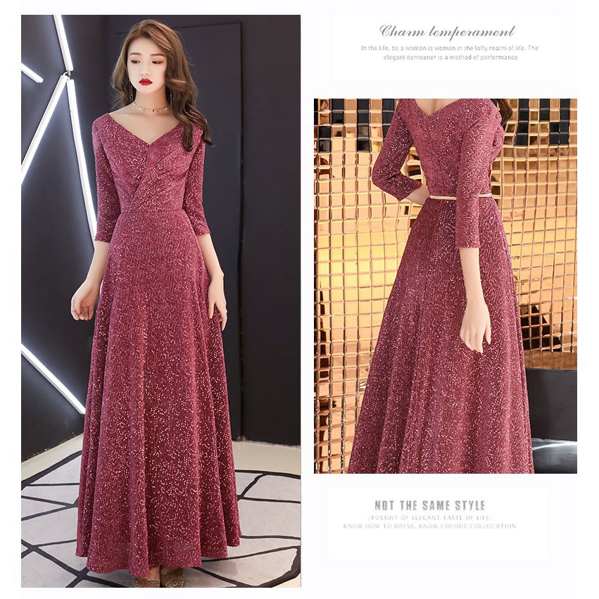Elegant Women Wedding Slim Maxi Dress Annual Meeting Dinner Long Party Prom Gown Shopee Malaysia