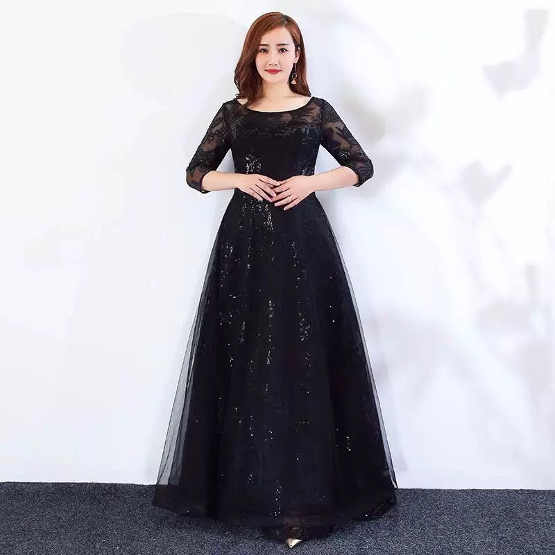 Plus Big Size 4xl Formal Black Long Evening Dinner Dress Women Girl Sister Bride Bridesmaid Wedding Party Event Dresses Shopee Malaysia