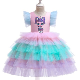 2019 Summer Girl Lol Dress Layered Rainbow Dresses Party Pageant Birthday Princess L O L Surprise Weeding Flower Girl Shopee Malaysia