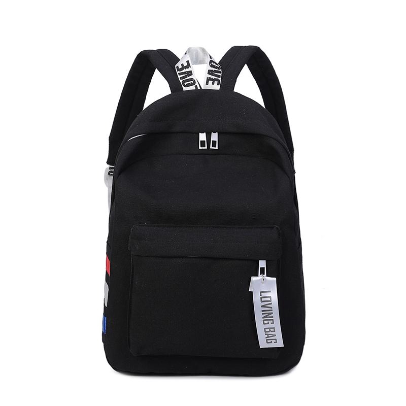 Backpack Black Simple Canvas Plain Female School Bag Shopee Malaysia