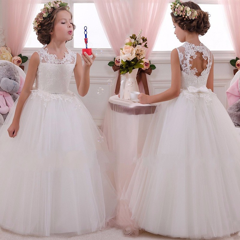 New White Princess Dress Girl Kids Girls Clothes Children Wedding Dress Birthday Shopee Malaysia