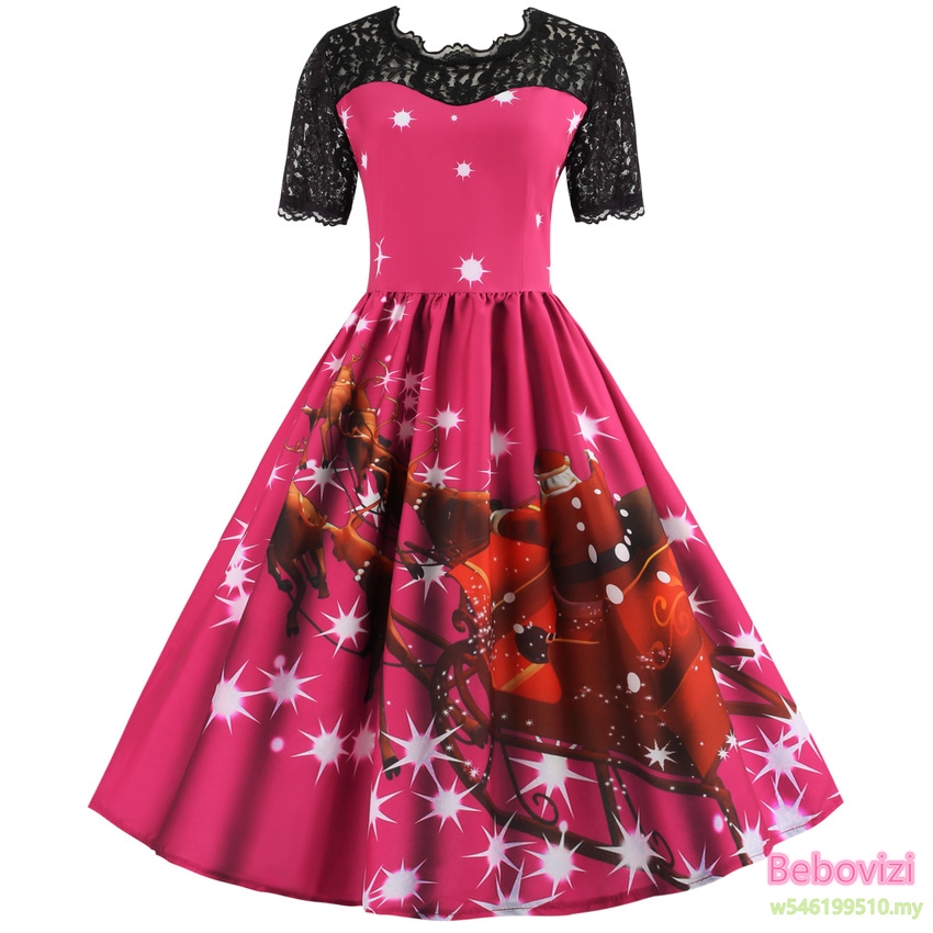Party Pink Midi Dresses Summer Christmas Xmas Women Dinner Dress Elegant Evening Shopee Malaysia