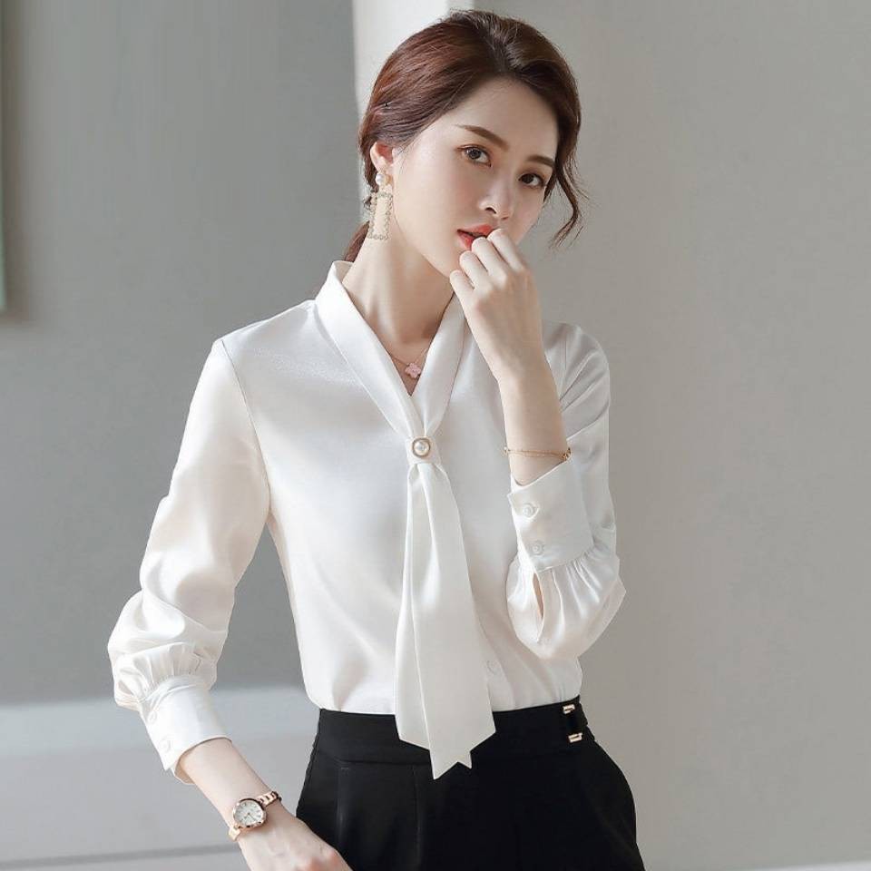 Ready Stock Office Wear Vintage Blouse Chiffon White Shirt Female Design Sense Niche Spring 2020 New Korean Fashion Western Style Long Sleeved Professional Shirt Shopee Malaysia