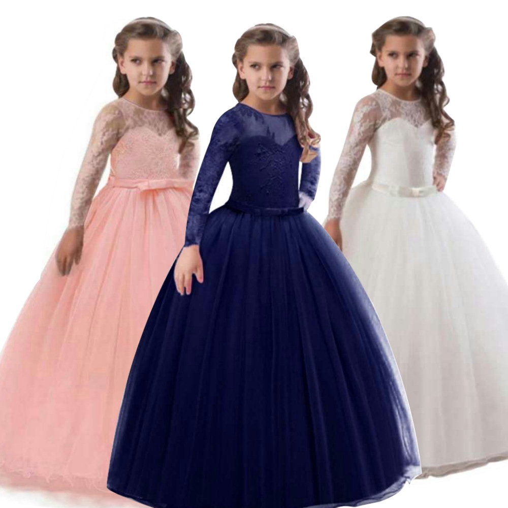 Kids Girls Lace Princess Bridesmaid Pageant Gown Birthday Party Wedding Dress 0 4 Years Lace Birthday