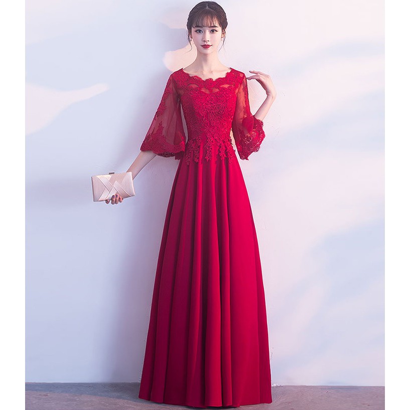 Ready Stock Elegant Noble Women Maxi Long Dresses Wedding Party Formal Dresses Shopee Malaysia