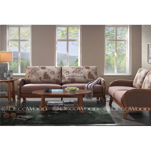Daisy Round Solid Wood Sofa 2 Seater Fabric Cushion Sofa Lounge Chair Shopee Malaysia