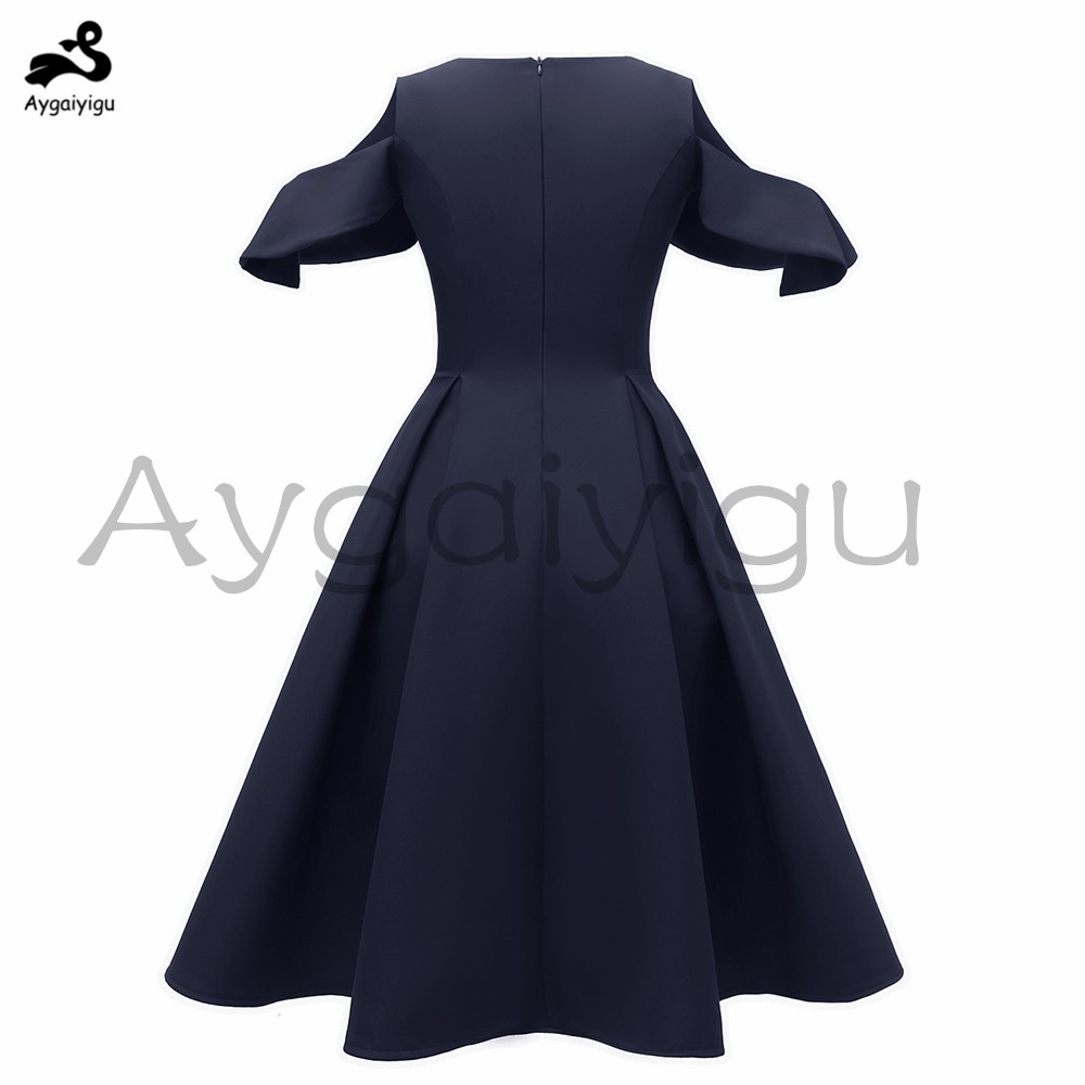 Plus Size Cocktail Party Dress For Women Cold Shoulder Butterfly Sleeve Vintage Evening Gown Big Size Ruffles Dresses Shopee Malaysia
