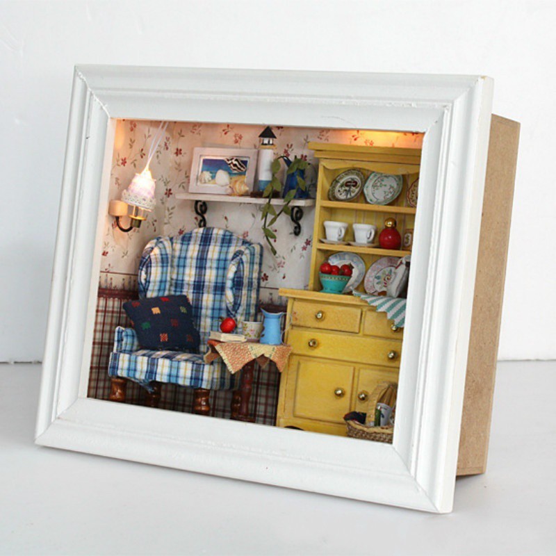 Beautiful box frame for 3d and art objects frame is fine quality mold with glass. Diy Miniature Wooden Doll House 3d Photo Frame With Led Lights Shopee Malaysia