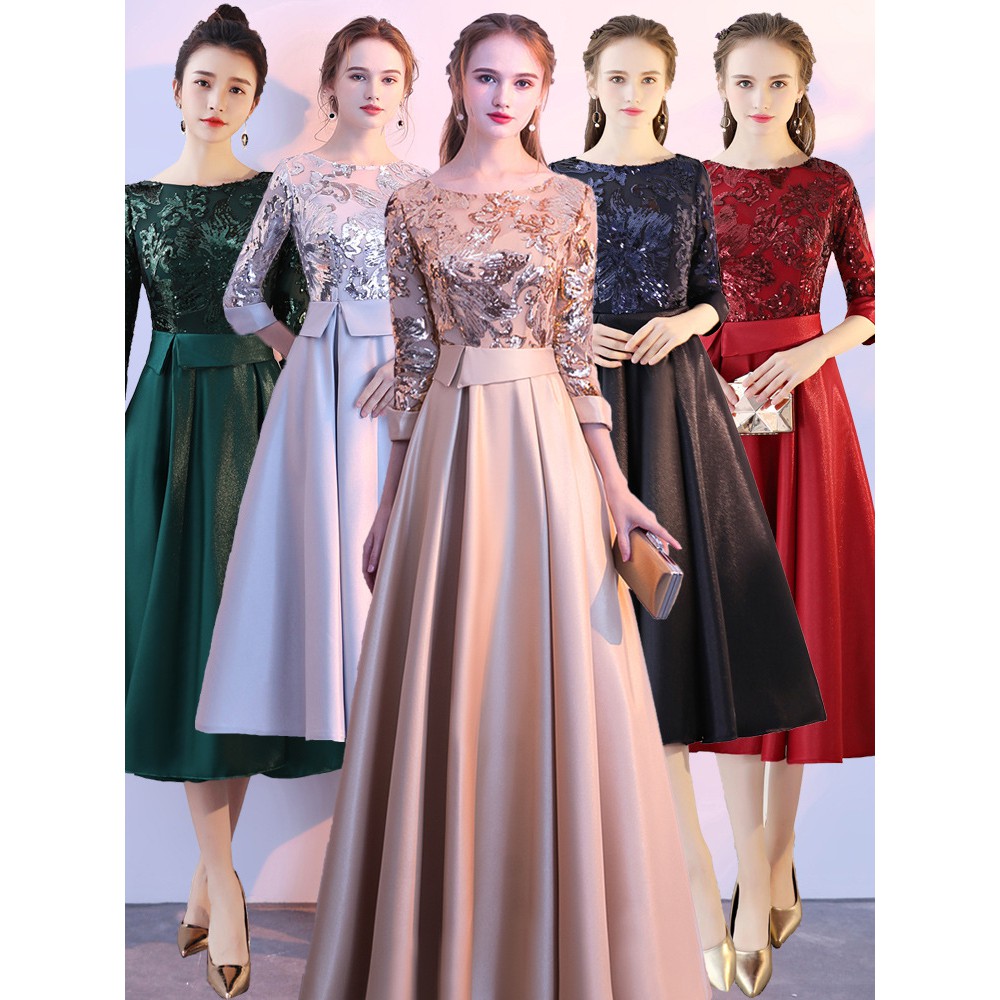 2019 New Noble Elegant Event Dress Performance Dinner Annual Meeting Dress Long Dress Gold Maxi Dress Shopee Malaysia