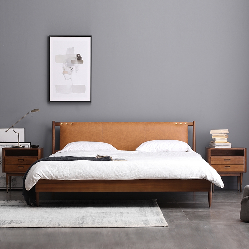 Bedroom Furniture Solid Wood Bed Leather Bed 1 5m 1 8m Master Bedroom Double Bed Leather Art Shopee Malaysia