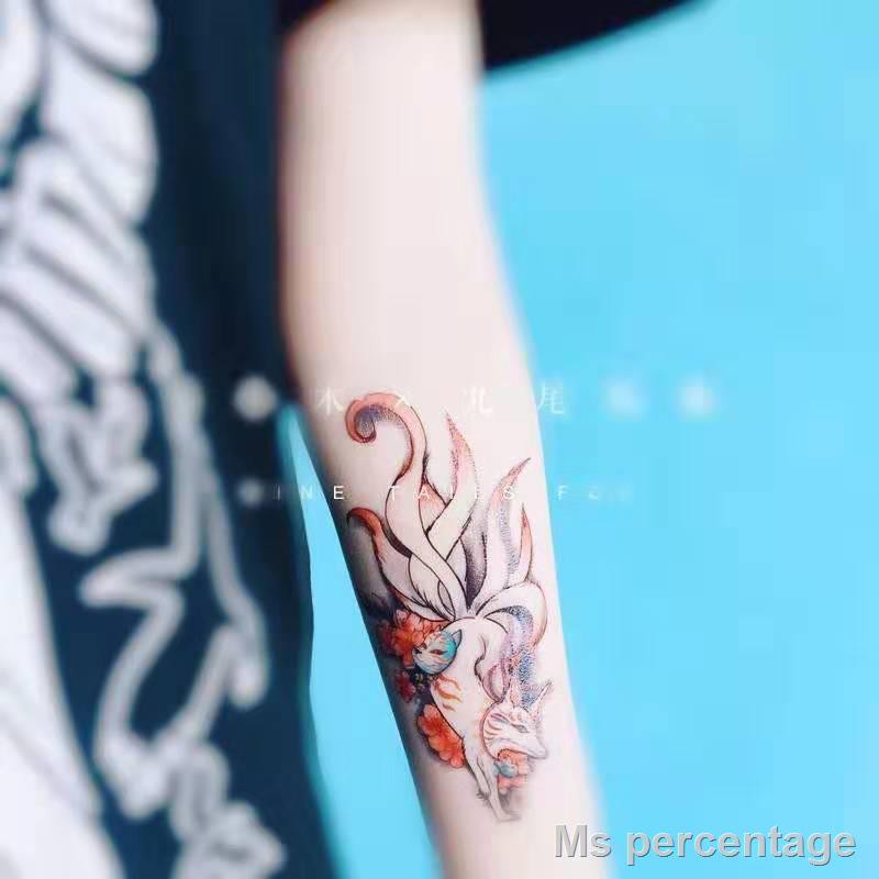 Ready Stock✸The Fox Lasting Tattoo Paste Wash Not To Drop Nine-Tailed Male Tattoos Waterproof Female Flowers Arm | Shopee Malaysia 800_x_800_jpg
