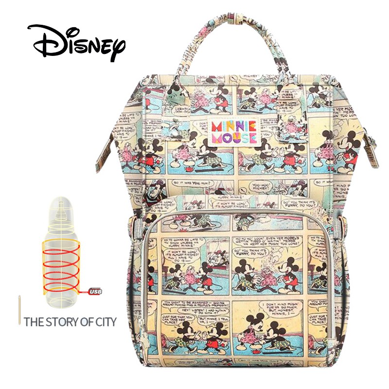Disney Diaper Bags Usb Waterproof Diaper Bags Oxford Cloth Baby Feeding Storage Bag Mummy Travel Backpack Shopee Malaysia