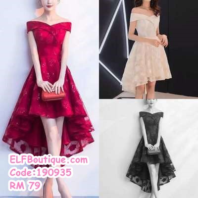 Woman Simple Generous Summer Swallowtail Lacey Dinner Party Dress Red Black Beige Shopee Malaysia