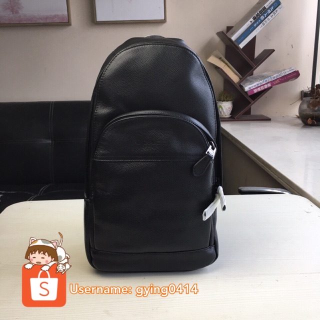 Coach Men Houston Sling Pack Shoulder Bag Backpack Black F49312 Crossbody Chest Shopee Malaysia
