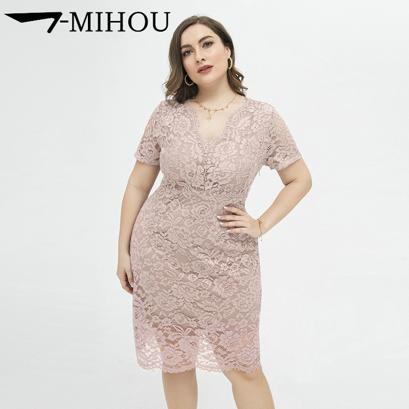 Elegant Temperament Formal Evening Dinner Dress Stretch Lace Sexy Plus Size Dresses For Women Shopee Malaysia