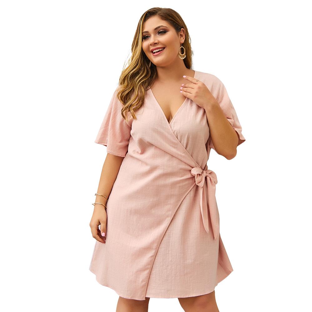Xl 4xl Plus Size Dress Original Design Of Cross Border Large Size Women Fat Mm200 Pounds Dress 2019 Autumn New Sexy V Neck Dress Shopee Malaysia