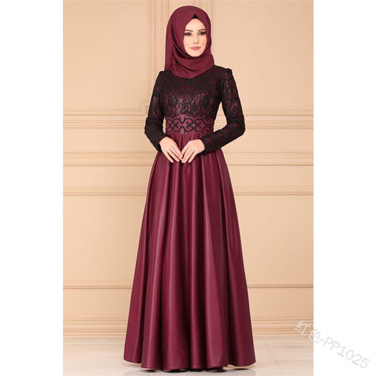 Fashion Muslimah Women Plus Size Long Sleeve Lace Madi Muslim Dinner Evening Dress Gown Jubah Shopee Malaysia