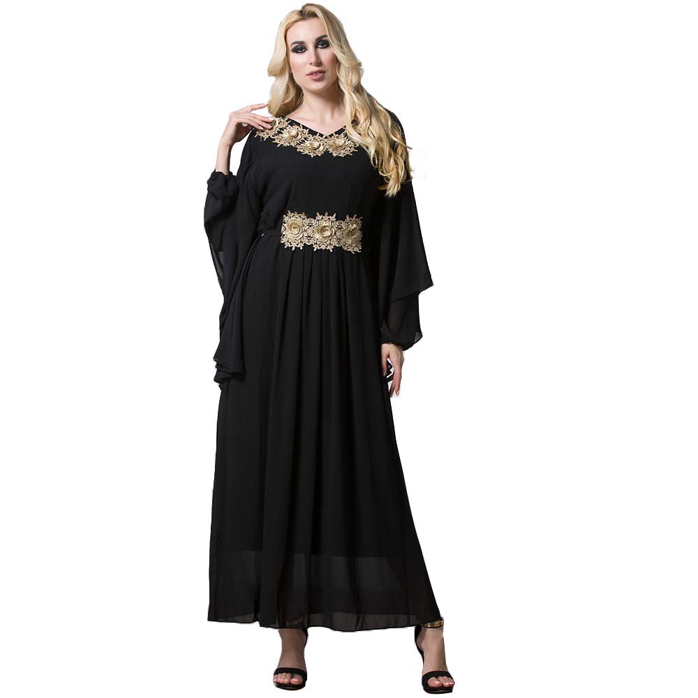 Muslim Abaya Kaftan Embroidery Maxi Women Caftan Jilbab Robe Arabic Dinner Dress Shopee Malaysia