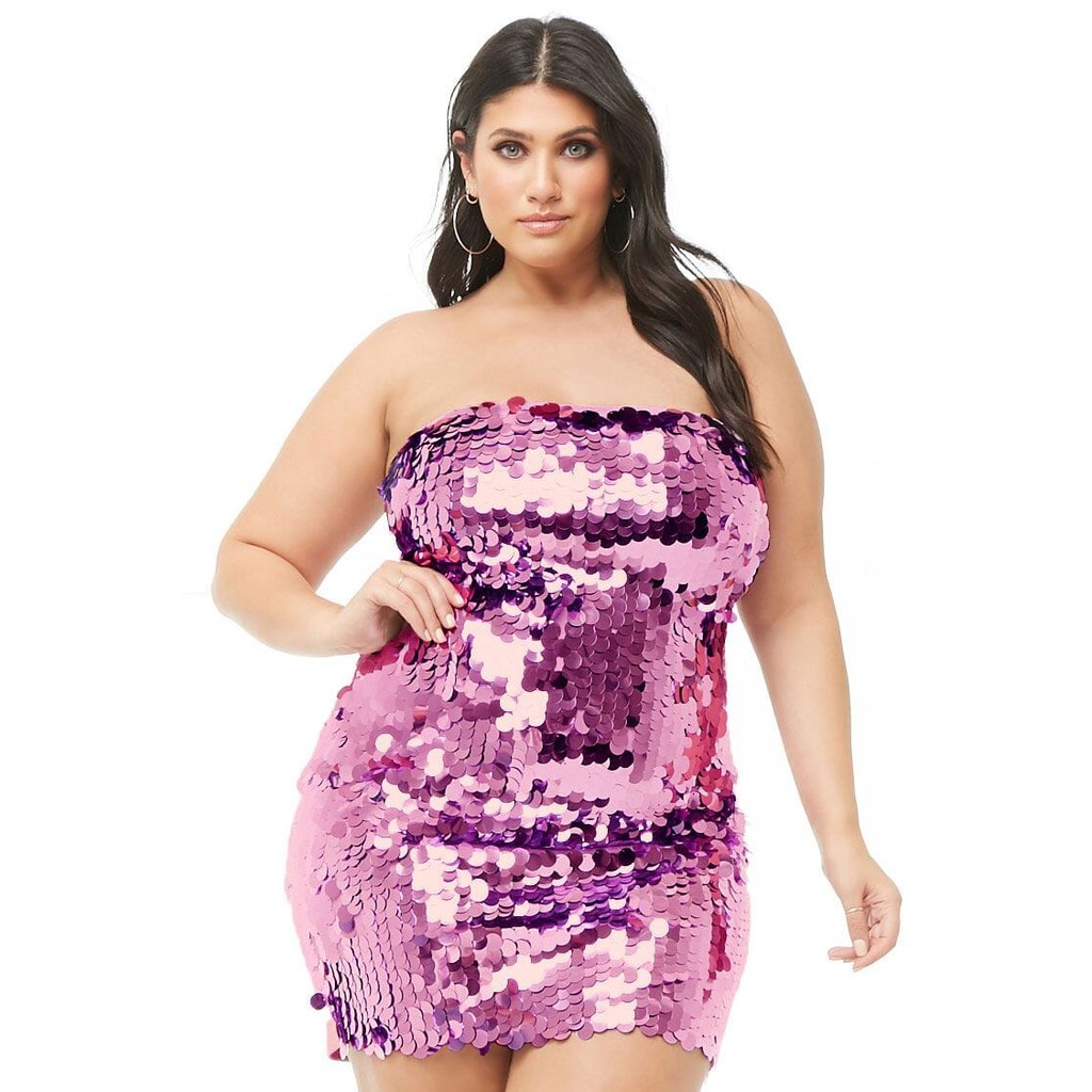 Forever 21 Plus Size Sequin Tube Dress Purple Shopee Philippines