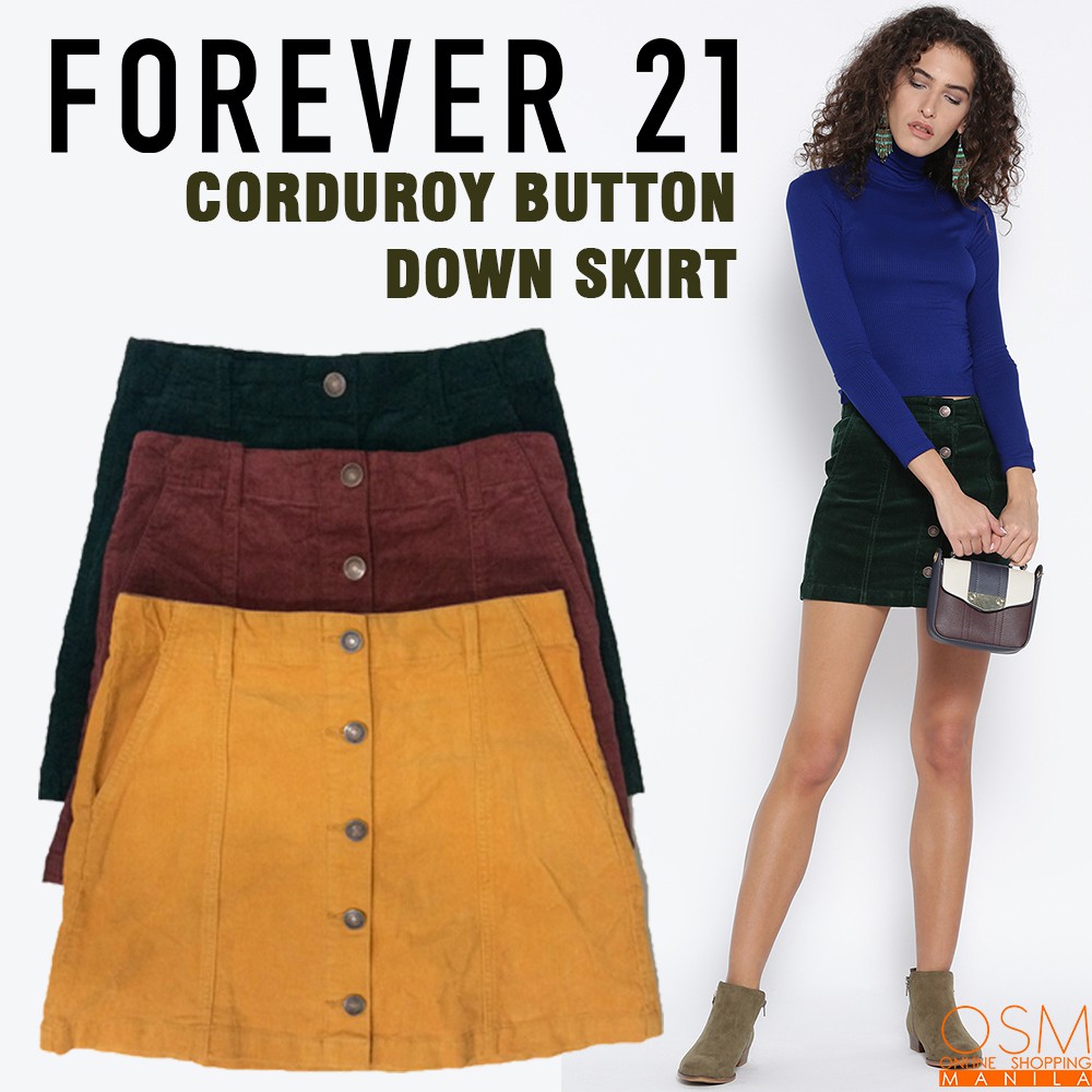 Forever 21 Corduroy Button Down Skirt Shopee Philippines
