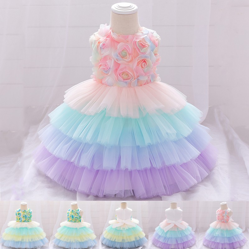 2020 Beautiful Colorful Infant 1st Birthday Dress For Baby Girl Clothing Tutu Dress Princess Dresses Party And Wedding Newborn Multi Layer Mesh 0 5 Year Shopee Philippines