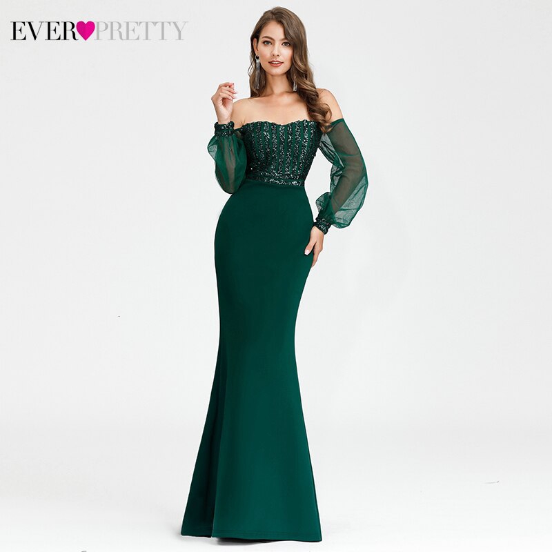 Ever Pretty Sexy Evening Dress Off Shoulder Long Sleeve Sequin Striped Mermaid Party Gown 0711 Shopee Philippines