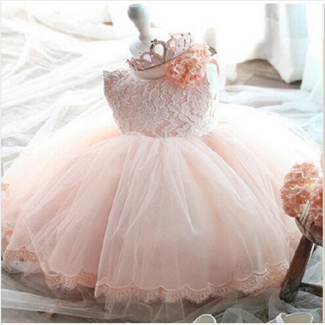 Princess Girl Dress Elegant Pink Birthday Wedding Christening Dress For Baby Girl Shopee Philippines