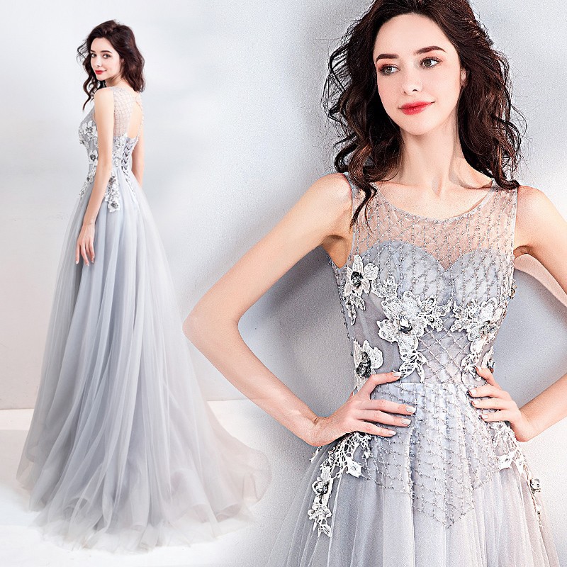 Grey Wedding Dress Wedding Dress Birthday Dinner Bridesmaid Dress 3166 Shopee Philippines