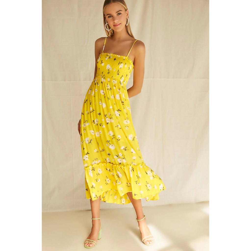 Forever 21 Women S Floral Smocked Maxi Dress Shopee Philippines