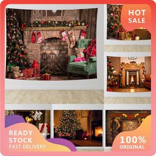 Hvest Fireplace Tapestry Wall Hanging Merry Christmas Import It All