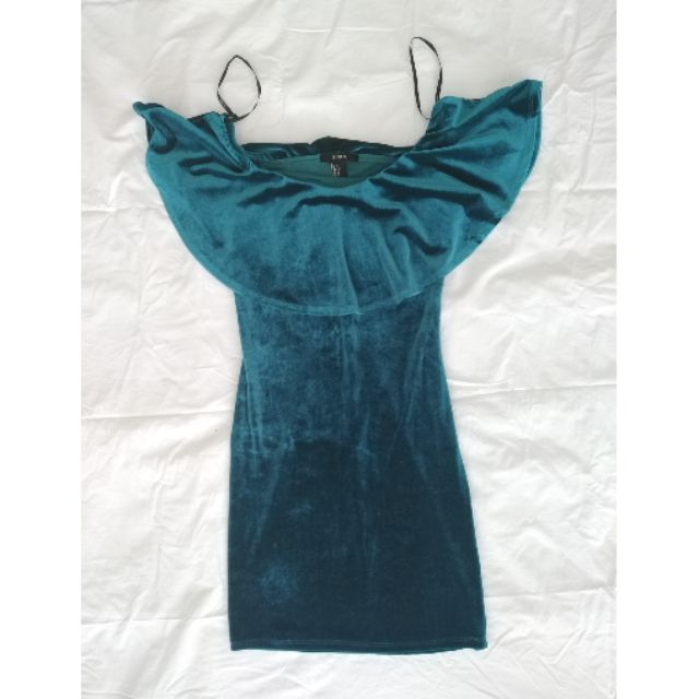 Forever 21 Emerald Green Off Shoulder Midi Dress Shopee Philippines