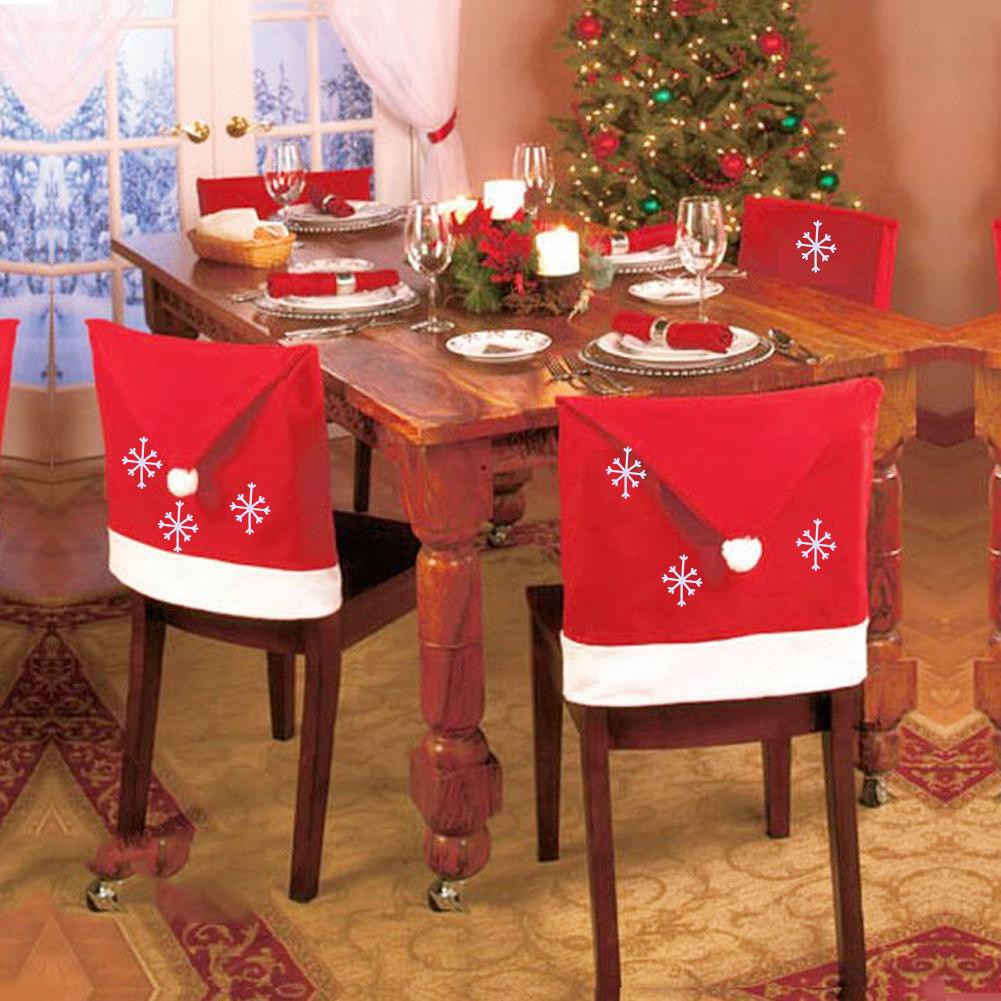 Cod 1pc Santa Claus Cap Chair Cover Christmas Dinner Table Red Hat Chair Cover Shopee Philippines